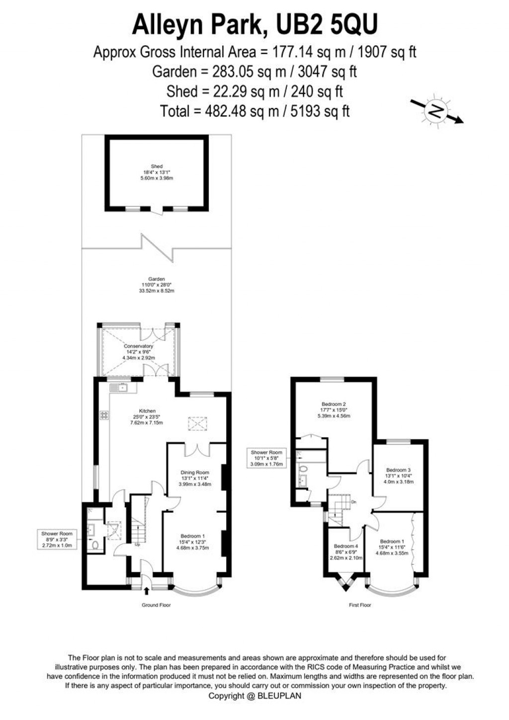 Floorplans For Alleyn Park, Norwood Green, UB2