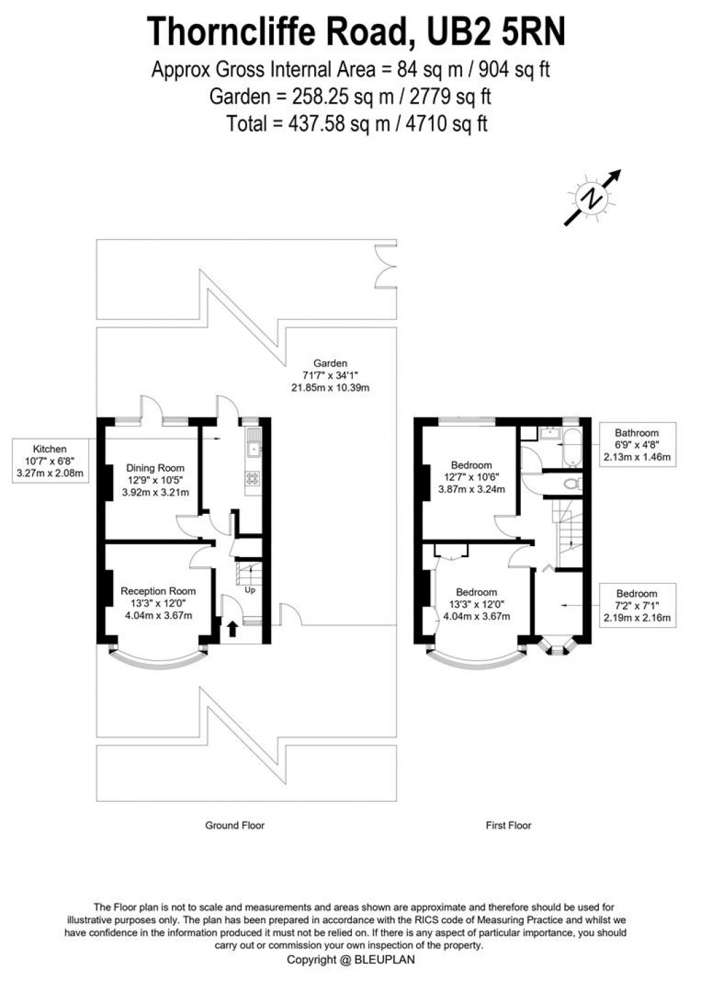 Floorplans For Thorncliffe Road, Norwood Green, UB2